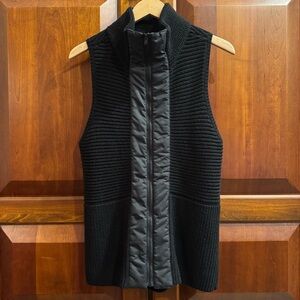 Eileen Fisher Vest Women Merino Wool Knit Black Mid Length Full Zip Sz Small
